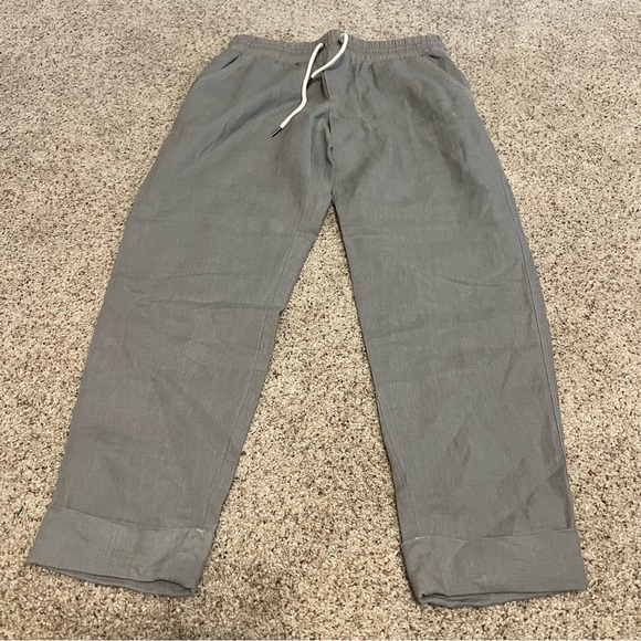 Athleta Bali Linen Ankle Pants In Silver Gray Size 6 - Picture 2 of 5